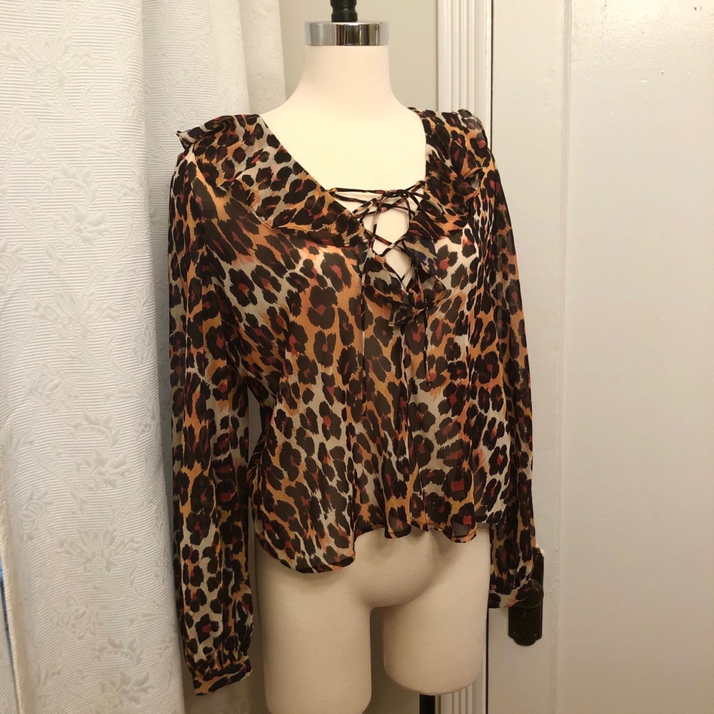 Topshop Leopard Print Ruffle Blouse - Picture 11 of 14